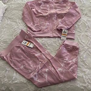 Little girls sweatsuit pink and white